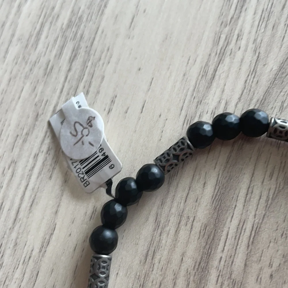 INOX Matte Black and Gray Tone Bead Bracelet - Picture 5 of 5